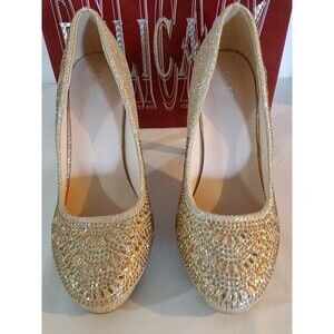 DELICACY Champagne Rhinestone Stiletto Heels SHOES SIZE 7.5 Beautiful NIB